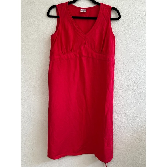 Motherhood Maternity Dresses & Skirts - Motherhood Maternity Red Linen Blend V-Neck Empire Waist Tie Back Dress Size M
